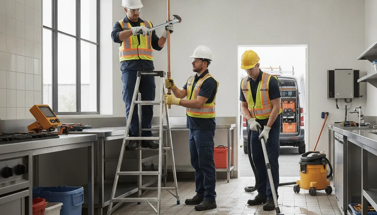 Emergency plumber in Palm Springs, CA repairing a burst pipe for same-day home service