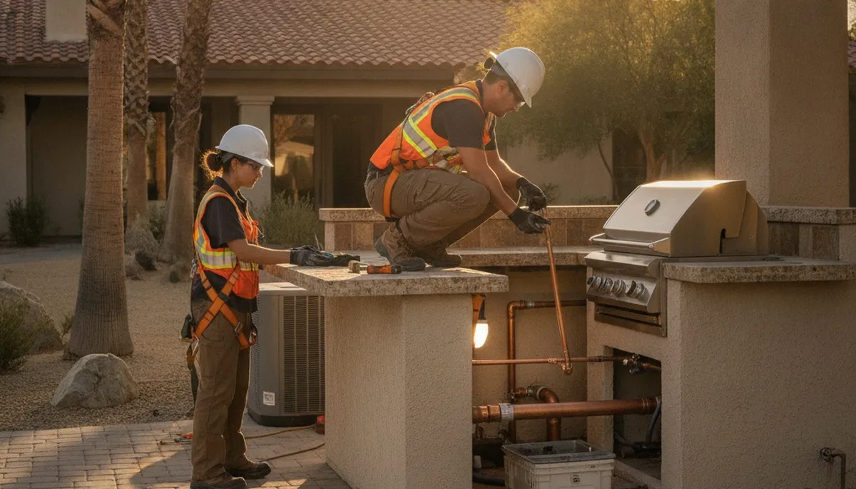Plumber repairing a leak in Palm Springs, CA for plumbing repair service