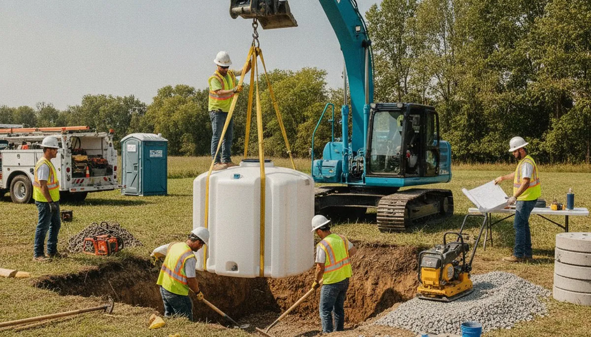 Septic tank installation in Palm Springs, CA by On Call Plumbers for residential plumbing services